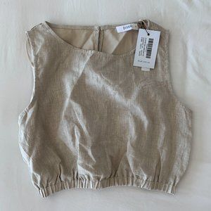 DISSH DYLAN NATURAL LINEN CROP TOP US 2